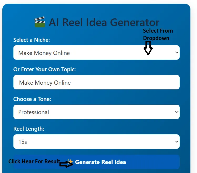AI Reel Idea Generator for viral Instagram and YouTube reels