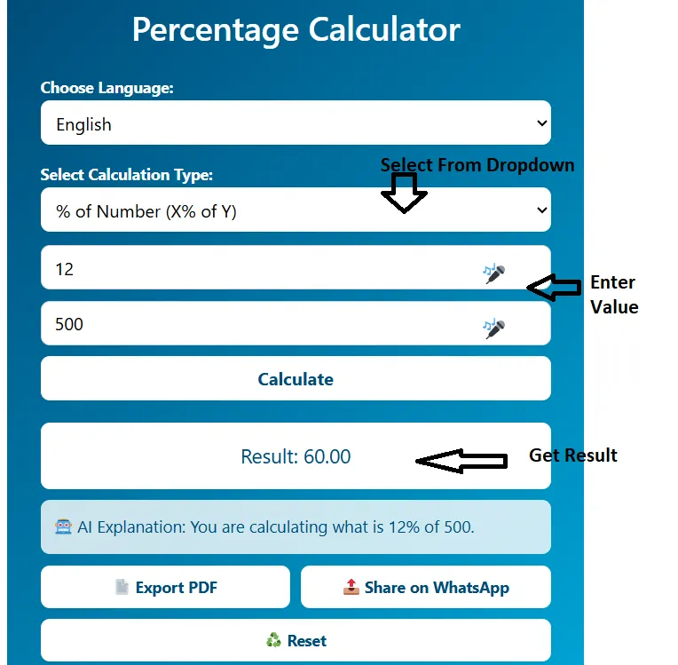 Online Percentage Calculator for fast percentage calculations